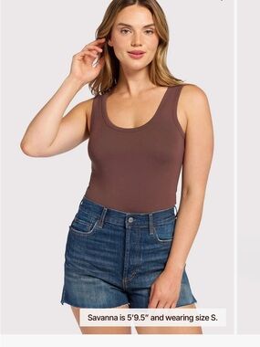Nuuds Seamless Scoop Neck Tank Top Bodysuit in Coffee